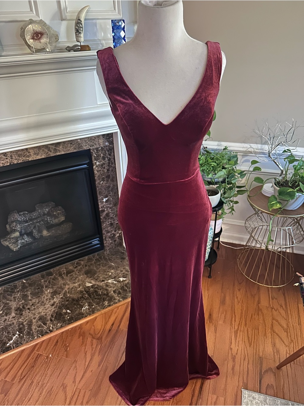 Revelry Wine Velvet V-Neck Maxi Dress